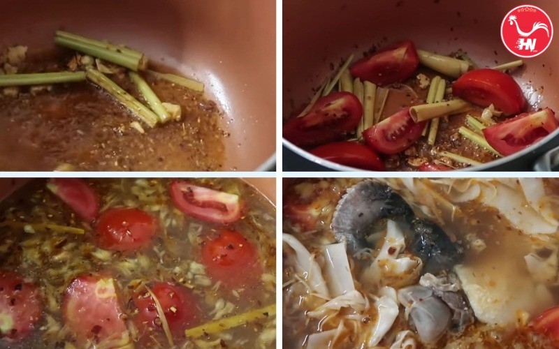 Nấu lẩu Gân Cá Ngừ chua cay 2
